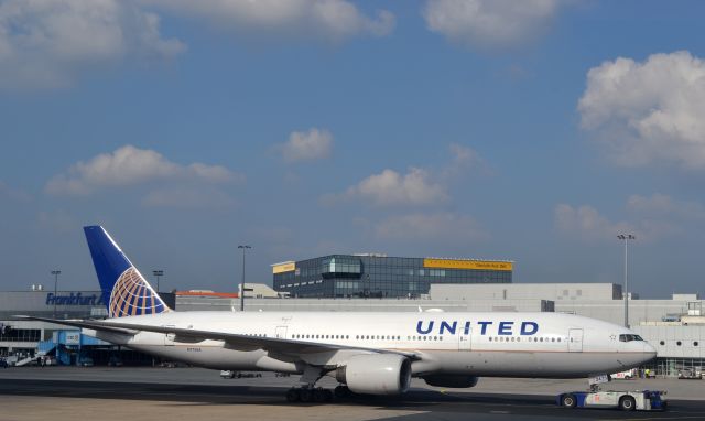 Boeing 777-200 (N773UA) - United 777 at Frankfurt. Taken from onboard a Thai A380.