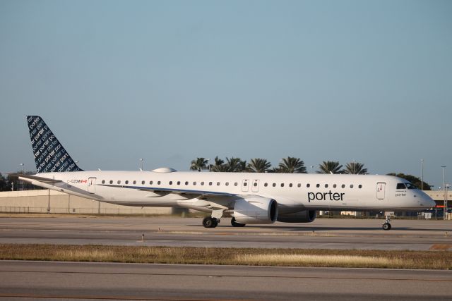 EMBRAER ERJ-190-400 (C-GZQW) - Porter Flight 536 taxis at Southwest Florida International Airport prior to flight to Toronto-Pearson International Airport (12/17/24)