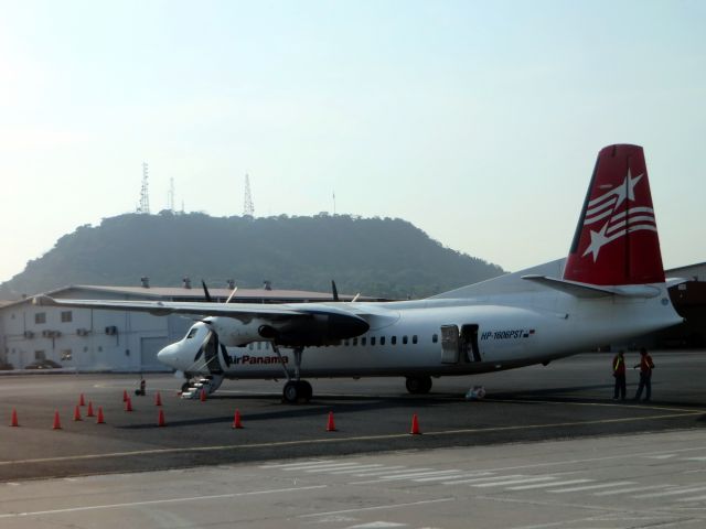 Fokker Maritime Enforcer (HP-1606PST) - An Air Panama Fokker 50 waiting for its passagers (mostly tourists) heading to Bocas del Toro. Panama city, Panama - February 2014