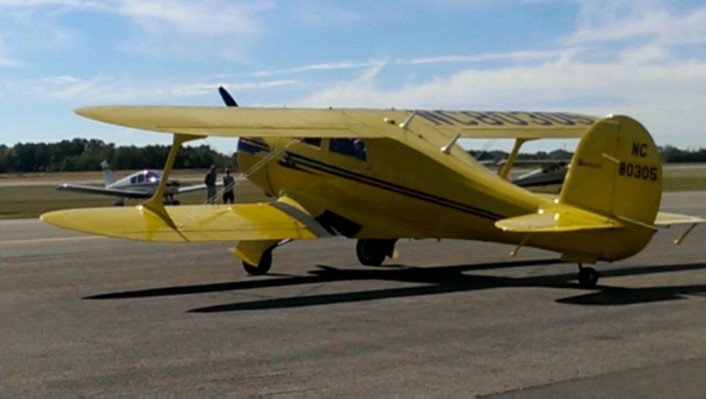 — — - Beechcraft Staggerwing, original home: John Wayne Airport, now: Ohio