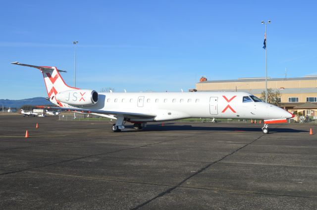 Embraer ERJ-135 (N256JX) - Parked on the ramp at Corvallis (KCVO/CVO). Arrived the day before from Burbank (KBUR/BUR) as JSX8208. My first time seeing the new JSX livery and brand since JetSuiteX rebranded!