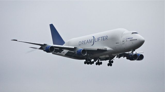 Boeing 747-400 (N249BA) - GTI4356 from KPDX on final to Rwy 16R on 1/19/14. (LN:766 cn 24309). The flight, from KCHS, diverted to KPDX the previous night due to fog at KPAE.