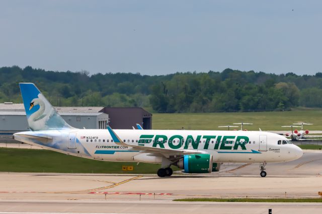 Airbus A320 (N324FR) - headed to terminal after landing on 18 center