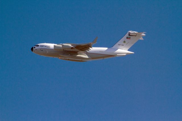 Boeing Globemaster III (KAF342) - Kuwait Air Force 342 departs Long Beach on Feb 14, 2014.  This is the 260th C-17 to be delivered by the Boeing C-17 facility at Long Beach