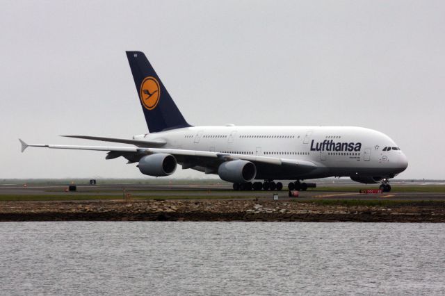 Airbus A380-800 (D-AIMM) - Lufthansa A380 in old livery arriving to BOS on 6/13/23. 