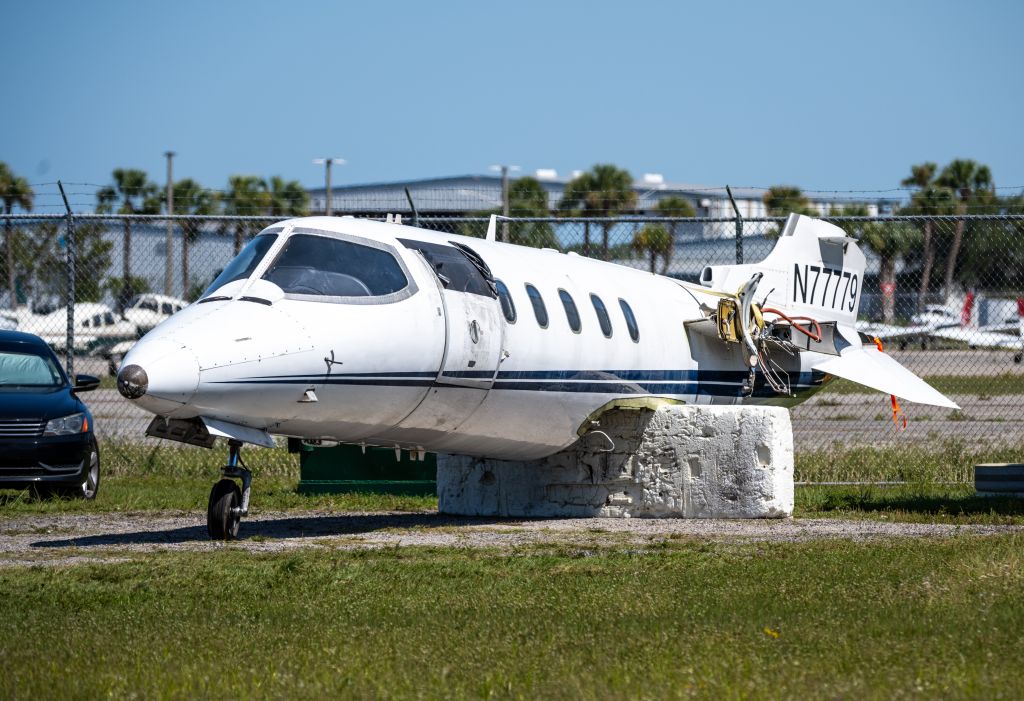 Learjet 31 (N77779) - Sad Lear 31A sitting on foam block