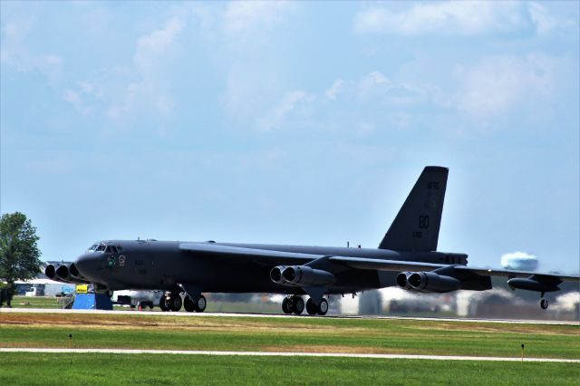 Boeing B-52 Stratofortress (AFR60015) - B-52H departing Oshkosh Monday Morning 7-31 2017 for Barksdale AFB LA.