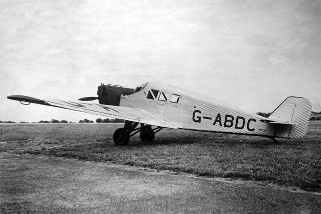 G-ABDC — - Junkers F 13fe probably at Croyden Aerodrome, England mid 1930s photo taken by my grandfather - I have original photo. G-ABDC operated by Personal Flying Service Ltd also flew from Abyssinia to the UK with a picture of the crowning of the Emperor His Majesty Haile Selassie. Believed  to be delivered new in late 1930 or early 1931 Serial # 2074 , British Certificate of Airworthiness # 2741