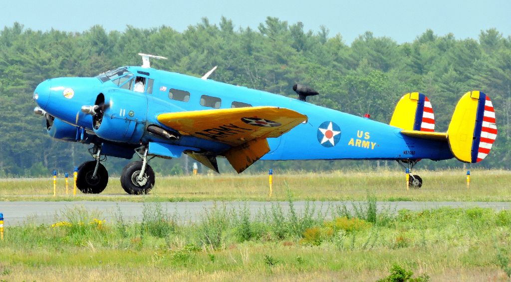Beechcraft 18 (N87690) - Beech 18 "690" landing at Plymouth, MA