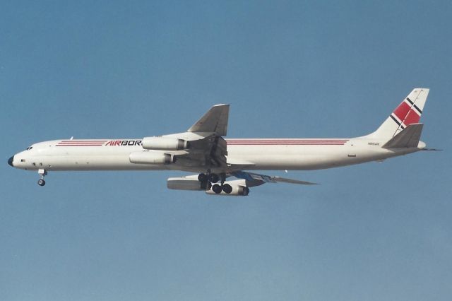 McDonnell Douglas DC-8-60 (N815AX) - Scanned from print. Shown landing 23-R at KIND during C-net. Shot on 12-08-01