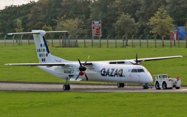 P4-QAZ — - qazaq air dash-8 p4-qaz with new titles put on  at shannon 18/8/15.