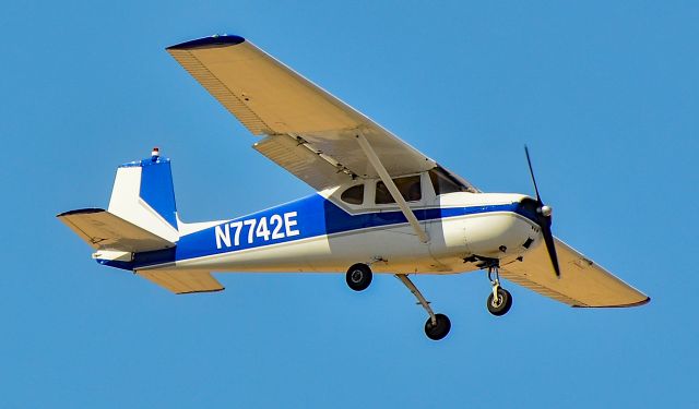Cessna Commuter (N7742E) - N7742E 1959 Cessna 150 s/n 17542 - North Las Vegas Airport  KVGTbr /Photo: TDelCorobr /August 9, 2024
