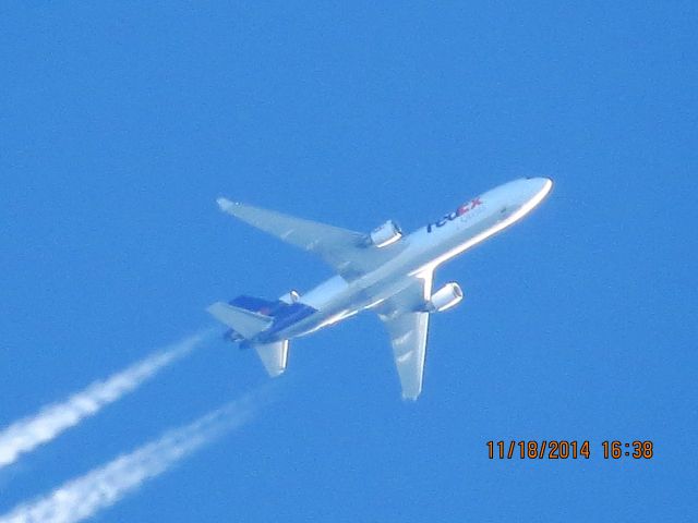 Boeing MD-11 (N583FE) - FedEx flight 945 from MEM to SLC over Baxter Springs Kansas (78KS) at 36,000 feet.