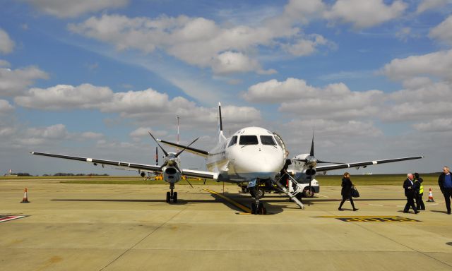 Saab 340 (G-LGNJ) - Loganair Saab 340B G-LGNJ arrived at Norwich