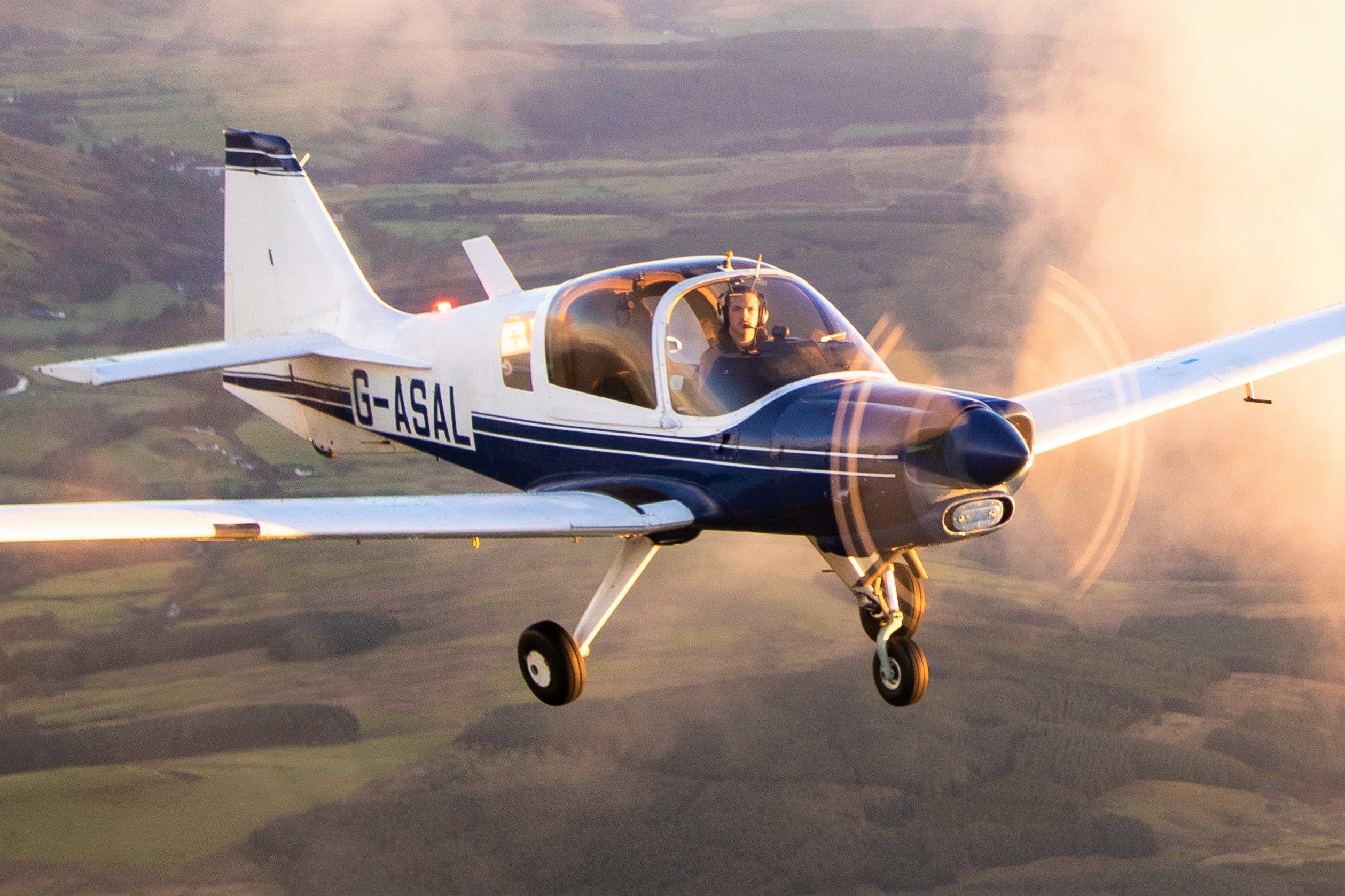SCOTTISH AVIATION Sk61 (G-ASAL) - Air to air photograph of Scottish Aviation Bulldog G-ASAL over the south of Scotland.