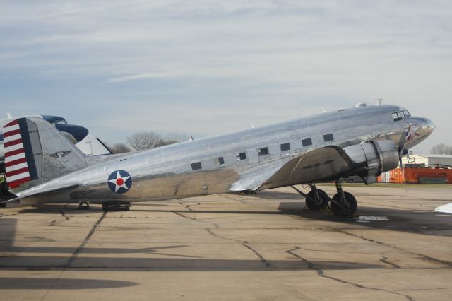 Douglas DC-3 (N47HL) - Blue Bonnet Belle at Basler Aviation Oshkosh, WI 11-14-15