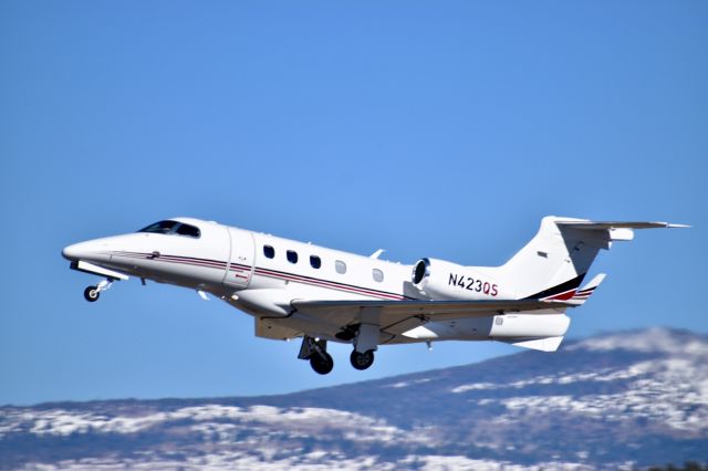 Embraer Phenom 300 (N423QS) - NetJets Aviation 423 departs Truckee Tahoe (KTRK) via Runway 29 for its flight to San Diego (KSAN) on the afternoon of Monday, February 17, 2020