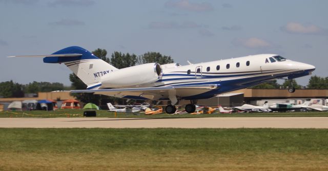 Cessna Citation X (N778XJ) - A Cessna C750 Citation X departing Wittman Regional Airport via Runway 9 during Airventure 2017, Wittman Regional Airport, Oshkosh, WI - July 28, 2017.