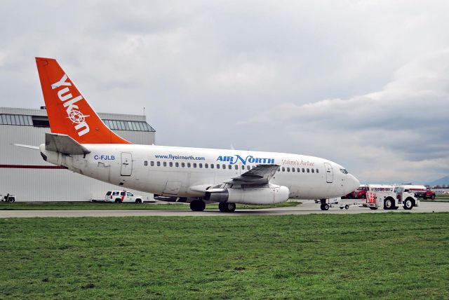 Boeing 737-200 (C-FJLB) - Towed to apron for her very last flight to Whitehorse where she will be parted out and eventually scraped. 