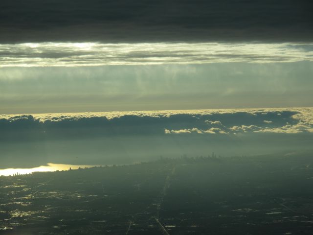 — — - Downtown Chicago from 11,500 on an early morning flight