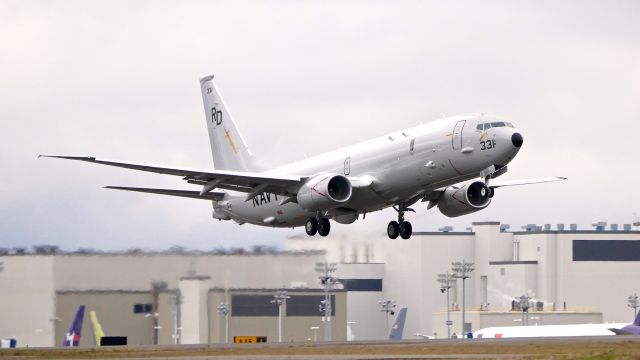 Boeing P-8 Poseidon (16-9331) - A U.S. Navy P8-A Poseidon (ser#169331 / ln 6356 / cn 62297) on rotation from Rwy 16R after a touch/go landing on 11.16.17. The aircraft is attached to VP-47 based at NAS Whidbey Island, WA.