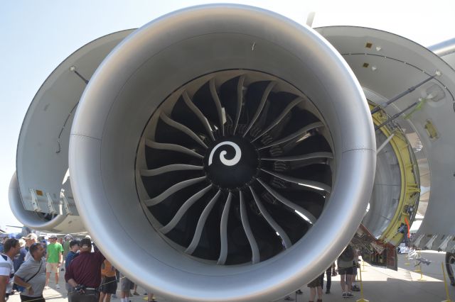 BOEING 747-8 (N628UP) - GEnx  engine takeoff thrust 66,500 lbs...dry weight 12,397 lbs. Cowlings are hydraulically openedbr /and closed.