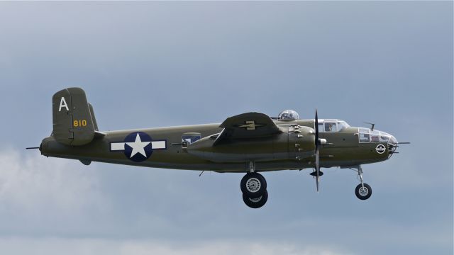 North American TB-25 Mitchell (N41123) - Flying Heritage Collections North American B-25J Mitchell (Ser#44-30254) on final to Rwy 16R on 5/6/14.