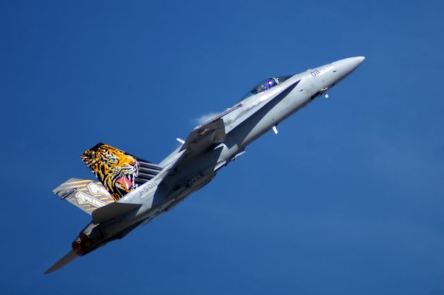 McDonnell Douglas FA-18 Hornet (J5011) - Swiss Air Force F18 Hornet on a high pitch climb.