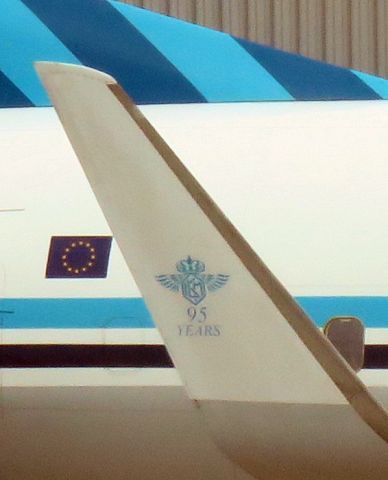 Boeing 737-700 (PH-BXA) - Winglet emblem of PH-BXA, commemorating 95 years KLM by nostalgic company color house style design, at Schiphol Airport, Amsterdam.