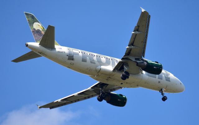 N923FR — - Frontier Airbus A319 from Denver on final for runway 2L at Nashville