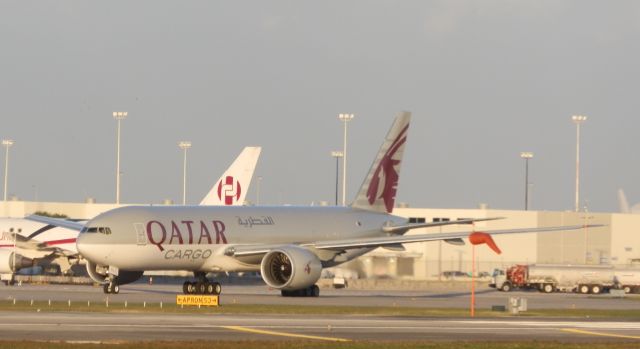 BOEING 777-200LR (A7-BFJ) - When it comes to Cargo Handling"Miami Intl."Is a major player"In the Global stage!"