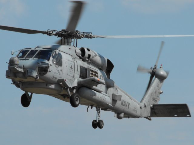 Sikorsky S-70 (16-6595) - MH-60R with HSM70 landing on the pads in Tallahassee. The "Spartans" call NAS Jax their home and come to Tally often. 