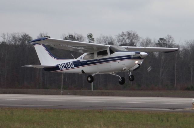 Cessna Centurion (N214G) - A Cessna 210L Centurion departing Runway 18 at Pryor Field Regional Airport, Decatur, AL - February 22, 2017.