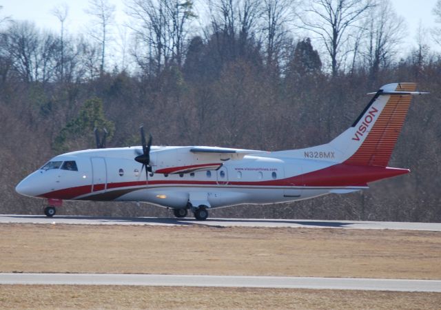 Fairchild Dornier 328 (N328MX) - Rolling runway 2, headed for Daytona. This plane will be based at JQF for the NASCAR season. - 2/15/11