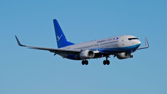 Boeing 737-800 (B-1749) - BOE190 from KBFI on short final to Rwy 16R during a B2 flight on 1/12/15. (ln 5234 / cn 39909).