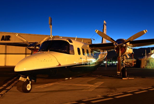 Gulfstream Aerospace Jetprop Commander (N224EZ) - Wisconsin-based Aero Commander 695 sitting on the ramp an hour prior to a 5AM departure at Reid Hillview Airport.