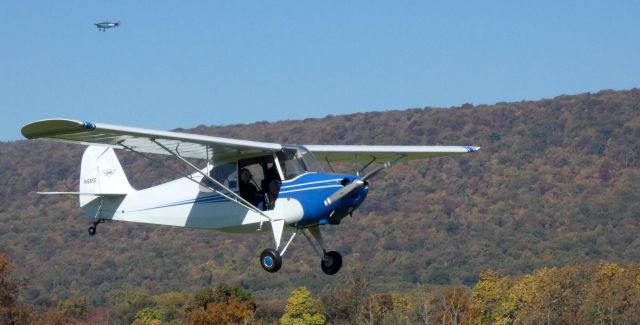 CHAMPION Tri-Traveler (N1885E) - On short final with the Kittatinny Ridge of the Appalachian Mountains nearby is this 1956 Aeronca 7AC Champion Tri-Traveler in the Autumn of 2022.