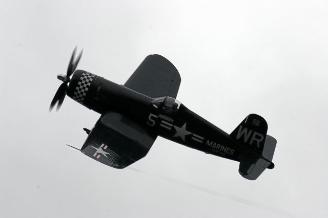 VOUGHT-SIKORSKY V-166 Corsair — - Navy Corsair Flies on one of the Cloudy EAA 2011 Days, July 27