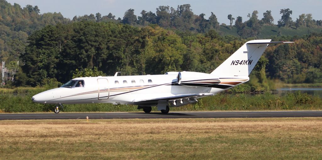 Cessna Citation CJ4 (N941KN) - A Cessna 525C CJ4 rolling down Runway 25 just after touchdown at Joe Starnes Field, Guntersville Municipal Airport, AL - October 13, 2016.