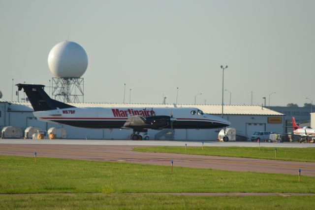Beechcraft 1900 (N575F) - 6-9-2012 - Departing KFSD for UPS regional delivery.