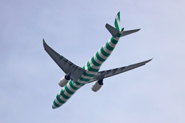 Airbus A330-900 (D-ANRD) - Landing at San Francisco Airport.  Taken in Palo Alto, California.