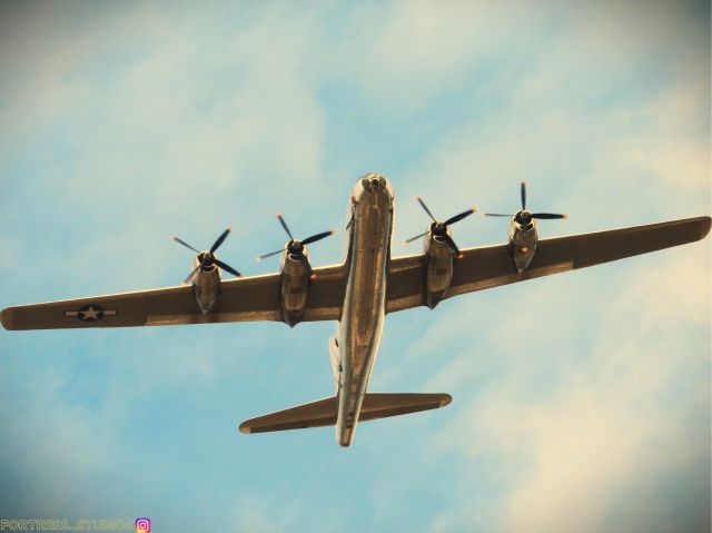 N69972 — - B-29 Doc (N69972) Flying over at a low altitude during EAA 24. FORTRESS_STUDIOS