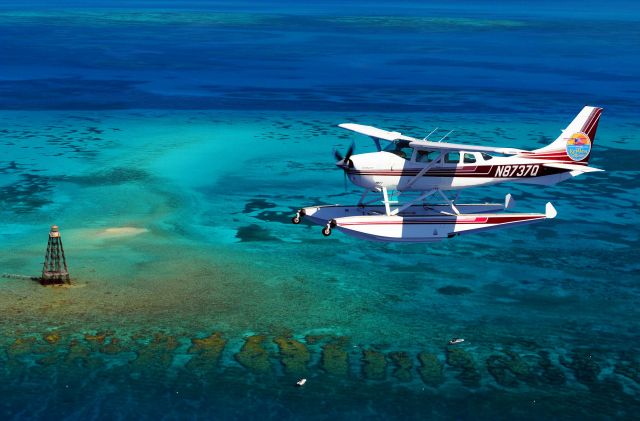 Cessna 206 Stationair (N8737Q) - Key West Seaplanes.com Sand Key Lighthouse near Key West FL