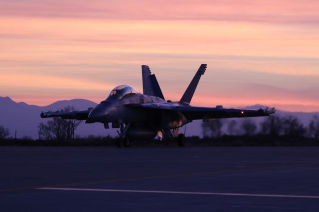 — — - EA-18G at NAS Fallon rolling out for an evening launch.