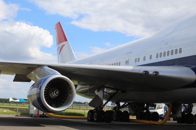 Boeing 747-400 (G-CIVB) - The starboard side of a preserved BA B747-400, wearing the Negus Livery (used between 1974-1978. br /br /Location: Cotswold Kemble Airport.br /Date: 31.08.22 (dd/mm/yy).