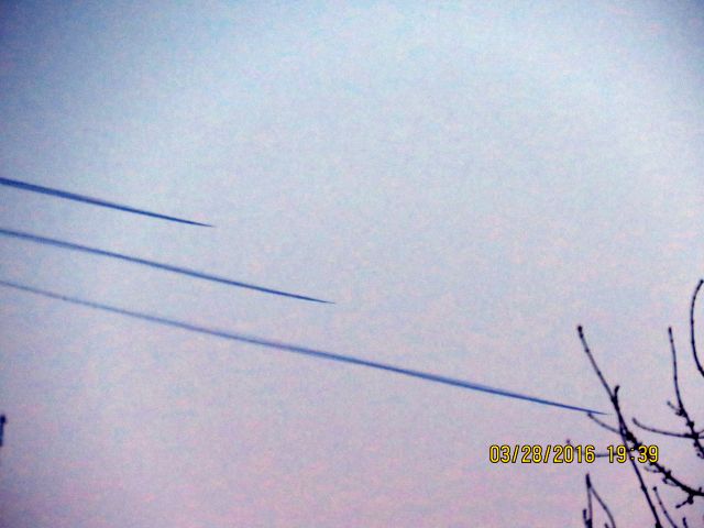 Northrop Spirit (93-1088) - 3 B-2s stretch their contrails over Southwestern Missouri during a training flight.