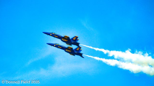 — — - F/A 18 Blue Angles perform at the 2025 Sun & Fun Air Show in April 2025.