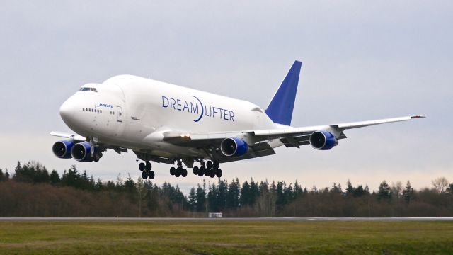 Boeing Dreamlifter (N249BA) - GTI4351 from KCHS on short final to Rwy 34L on 12.14.16. (ln 766 / cn 24309).