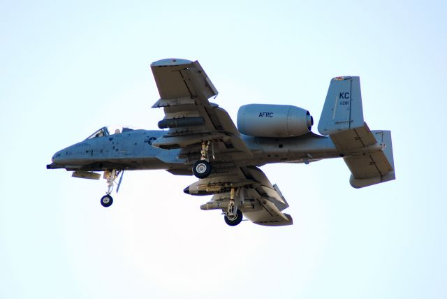 Fairchild-Republic Thunderbolt 2 — - A-10 landing at Whiteman AFB. Photo taken against the sun.