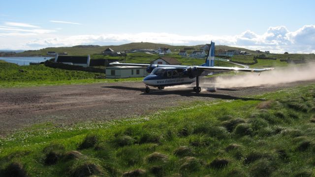 G-SICB — - BNA2 take off at Out Skerries, 1246 ft runway